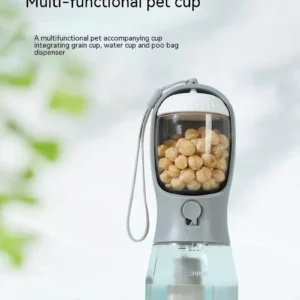 Portable pet water bottle for dog walking and travel
